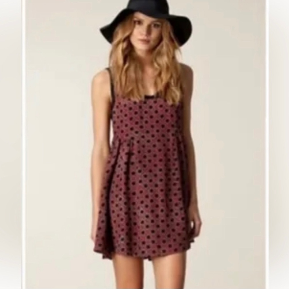 Free People red and black dot dress